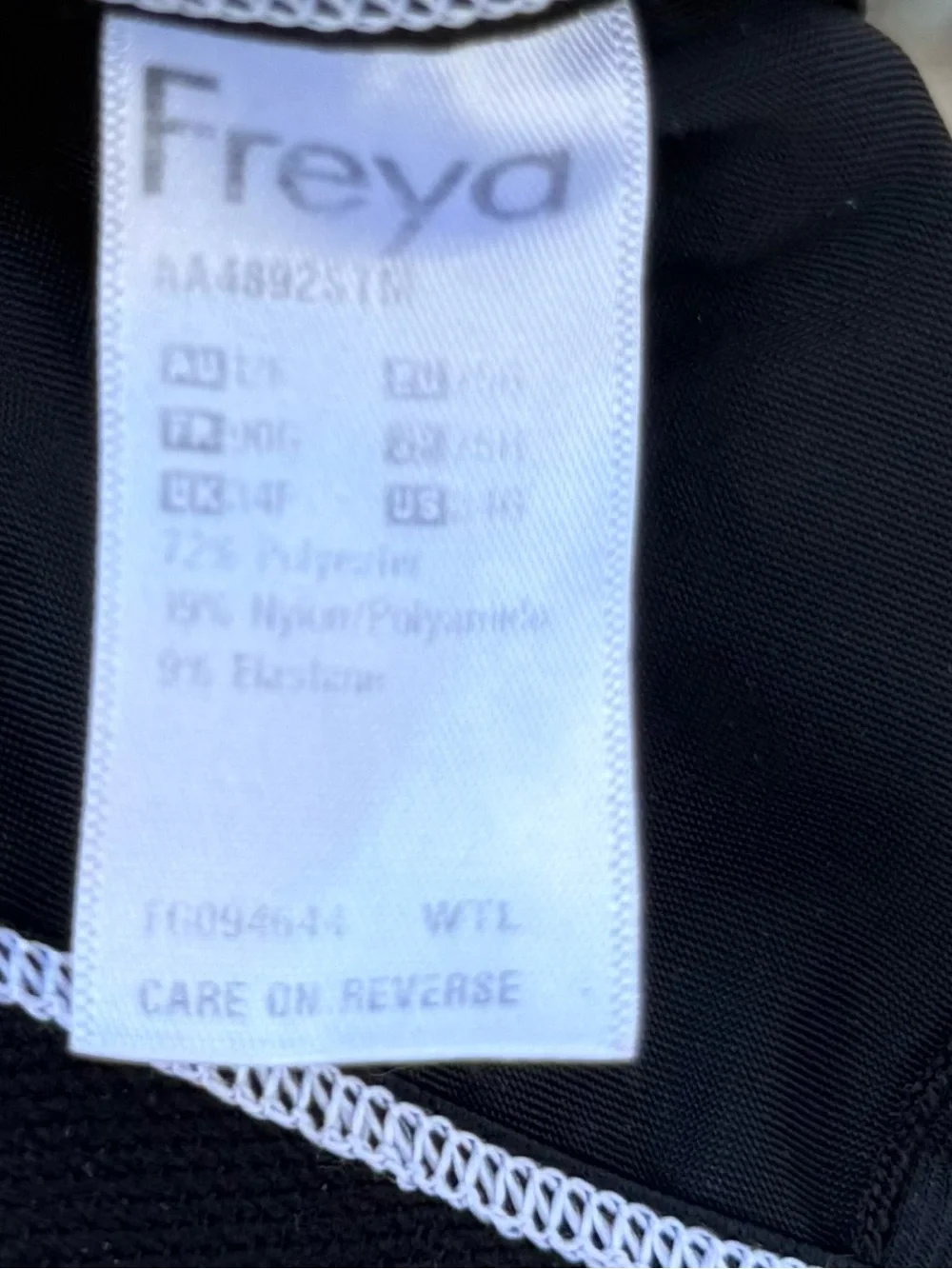 Freya Active Sonic Underwire Sports Bra Black 34G preloved